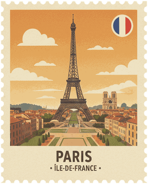 Paris vintage travel stamp