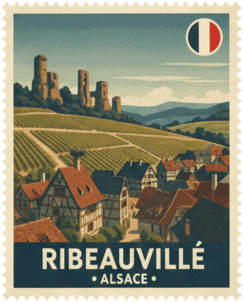 Ribeauvillé vintage travel stamp