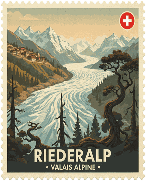 Riederalp vintage travel stamp