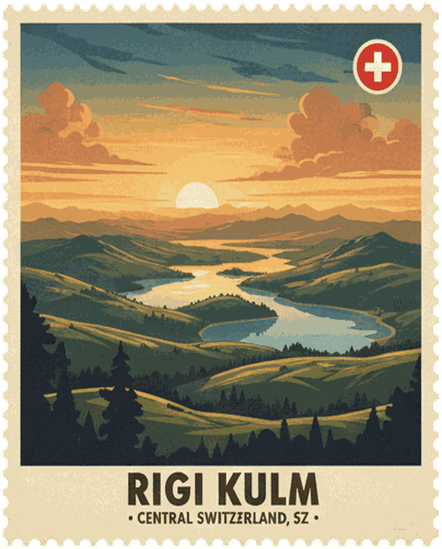 Rigi Kulm vintage travel stamp