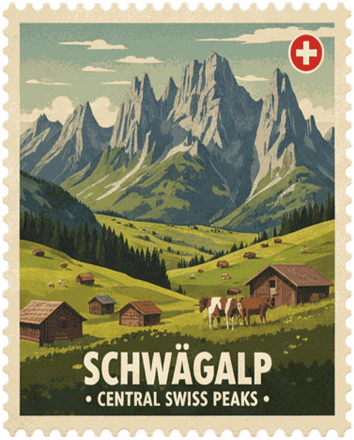 Schwägalp vintage travel stamp