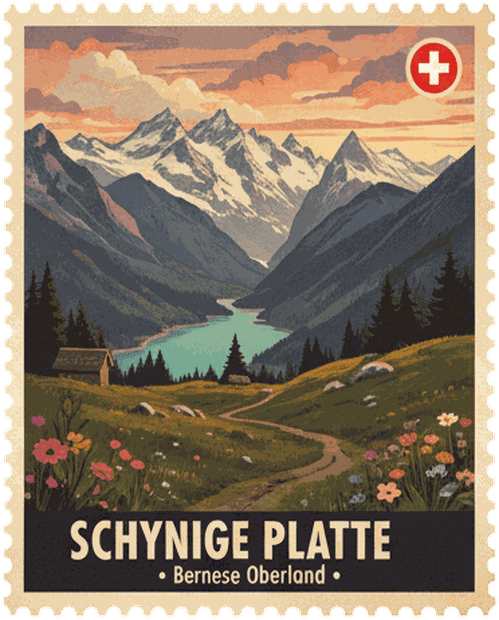 Schynige Platte vintage travel stamp