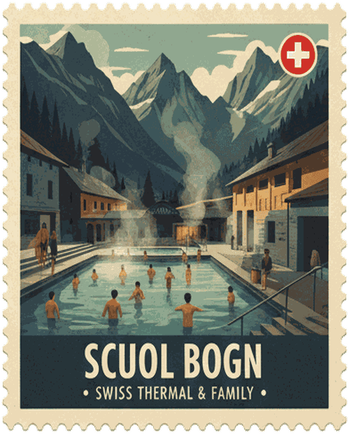 Scuol Bogn vintage travel stamp