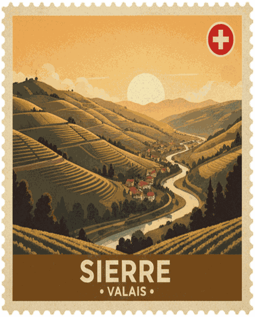 Sierre vintage travel stamp