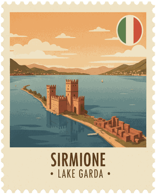 Sirmione vintage travel stamp