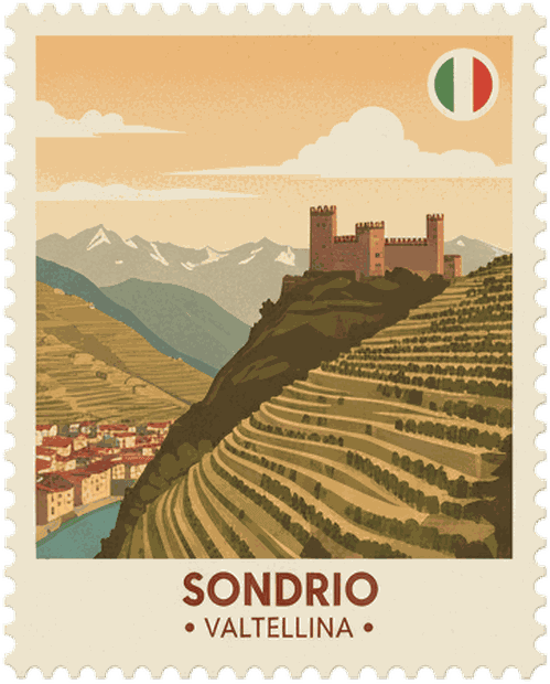 Sondrio vintage travel stamp