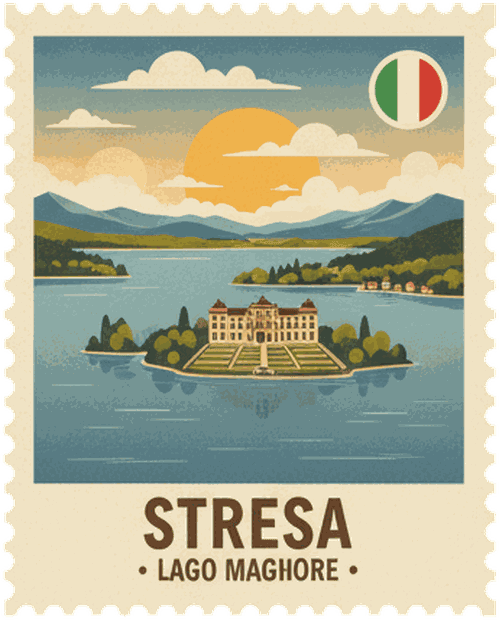 Stresa vintage travel stamp