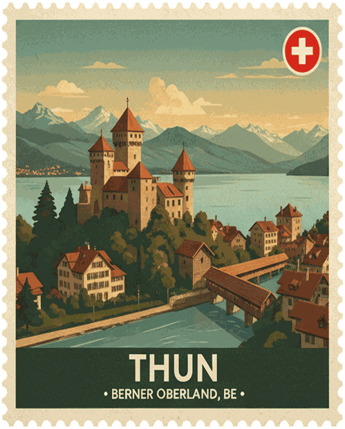Thun vintage travel stamp