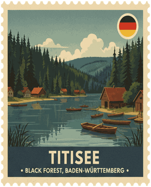 Titisee vintage travel stamp