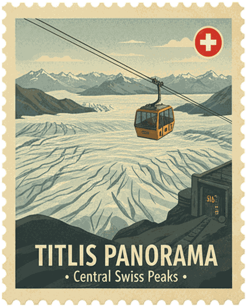 Titlis Panorama vintage travel stamp