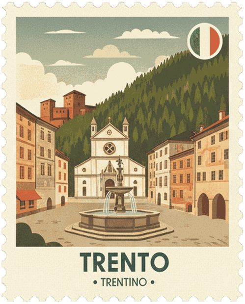 Trento vintage travel stamp