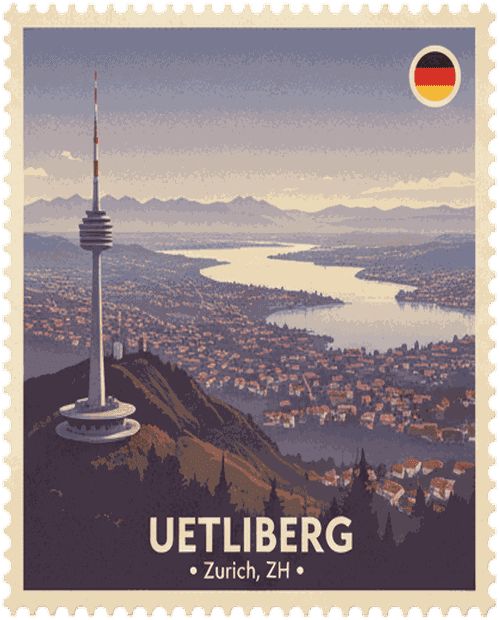 Uetliberg vintage travel stamp