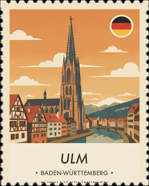 Ulm vintage travel stamp
