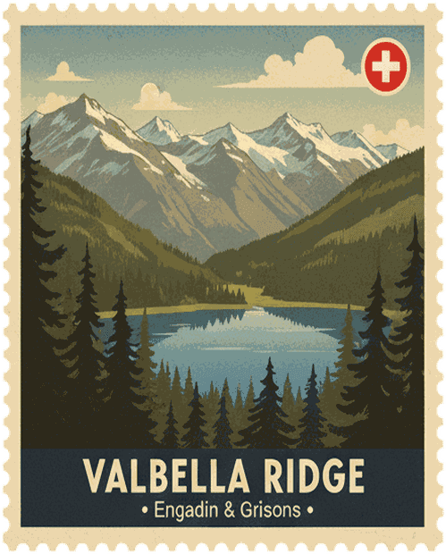 Valbella Ridge vintage travel stamp