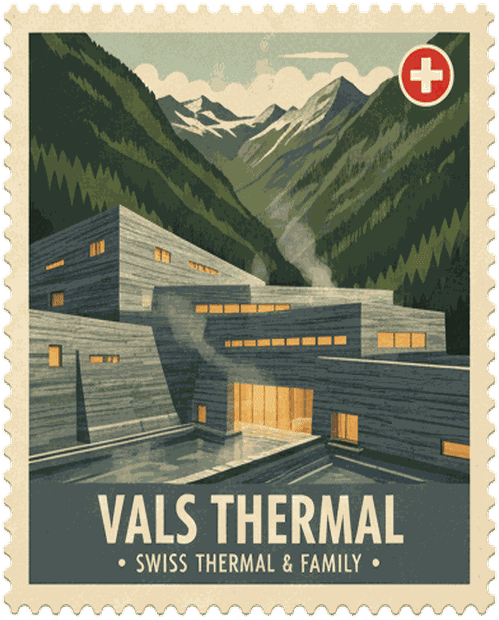 Vals Thermal vintage travel stamp