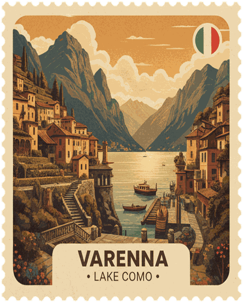 Varenna vintage travel stamp