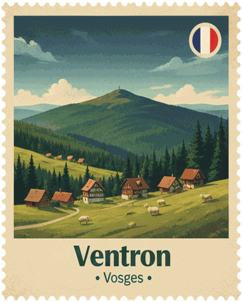 Ventron vintage travel stamp