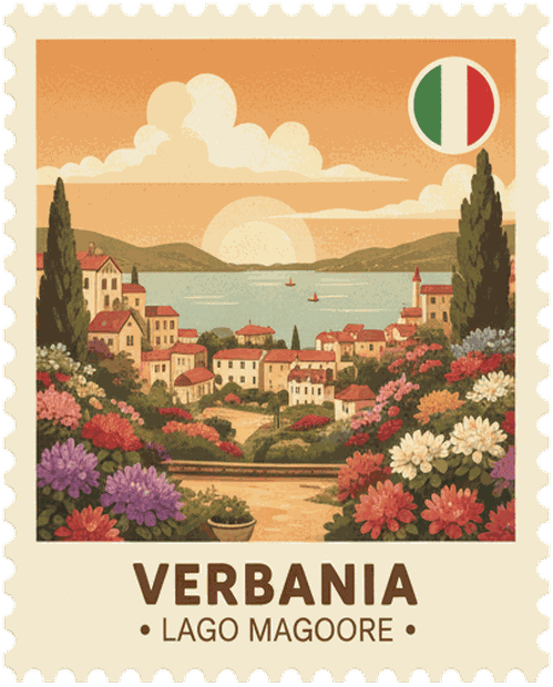 Verbania vintage travel stamp