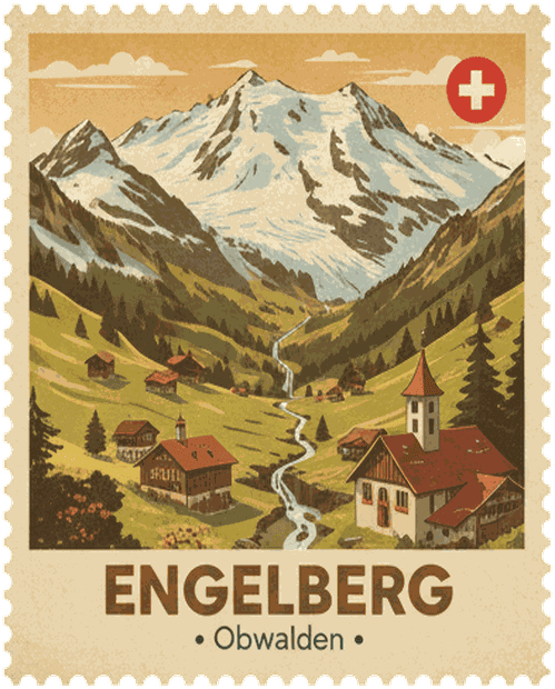 Villars vintage travel stamp