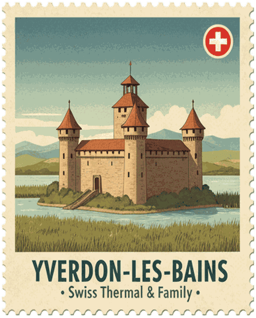 Yverdon-les-Bains vintage travel stamp