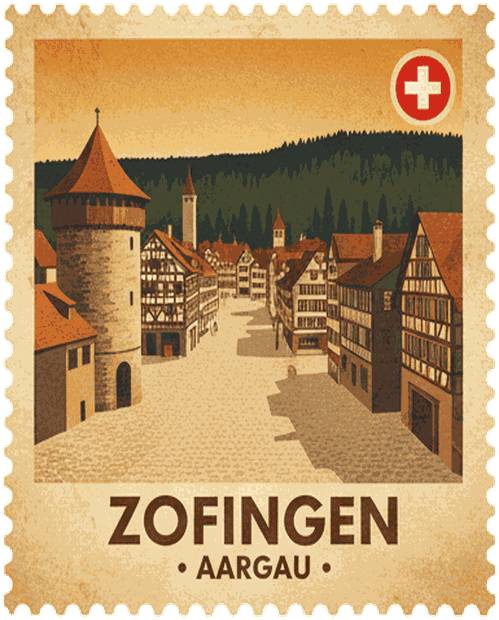 Zofingen vintage travel stamp